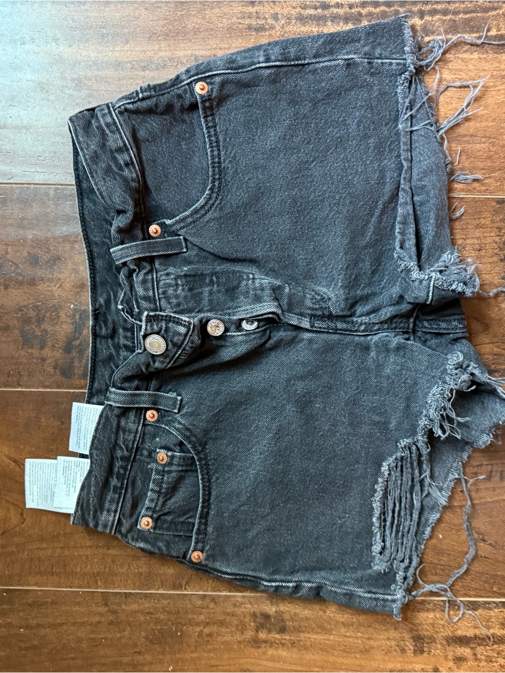 Levi's Black Distressed High-Waist Jean Shorts